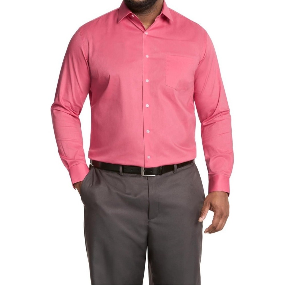 NWT Van Heusen Men's Dress Shirt‎ Everyday Defense Stretch - Rouge- Sz 18 37/38